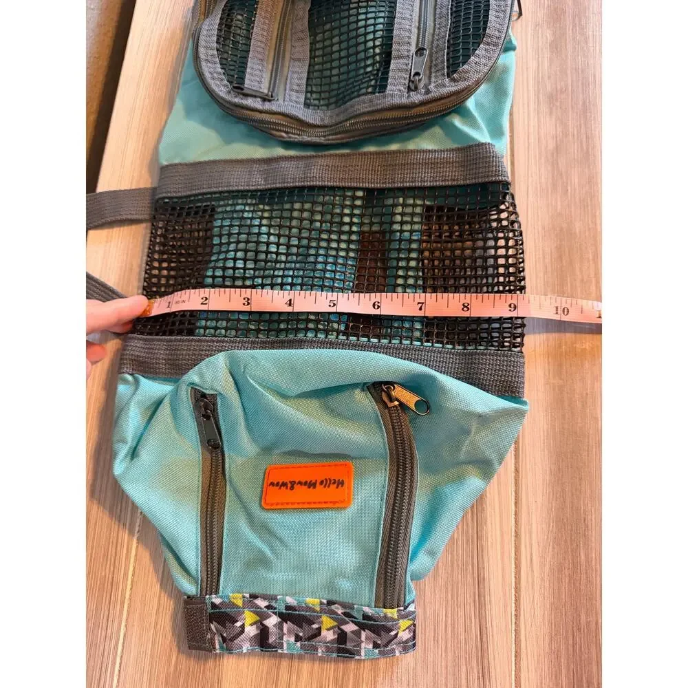 Hello Mow & Wow Pet Grooming Carrier / Restraint Bag in teal and gray Size Small